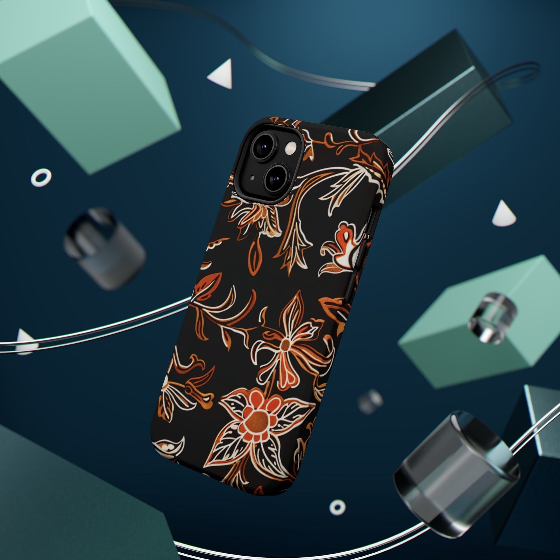Floral Black & Copper Phone Case — Magnetic Impact - Resistant - DIGITAL X