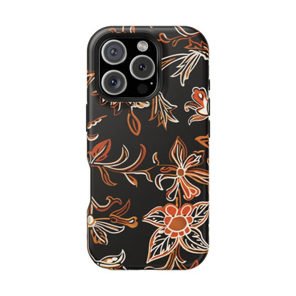 Floral Black & Copper Phone Case — Magnetic Impact - Resistant - DIGITAL X