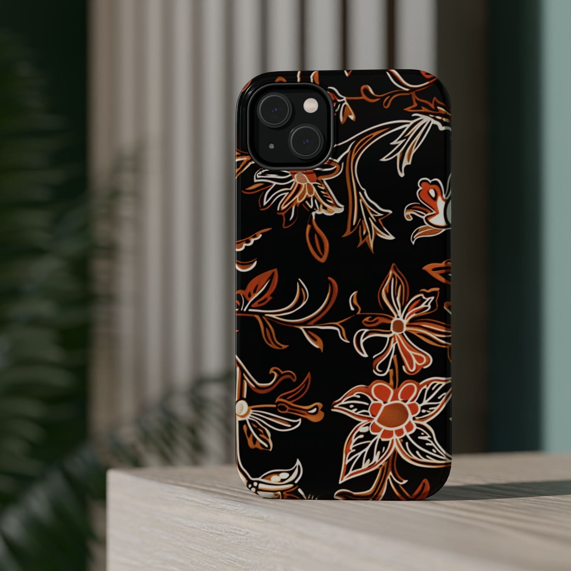 Floral Black & Copper Phone Case — Magnetic Impact - Resistant - DIGITAL X