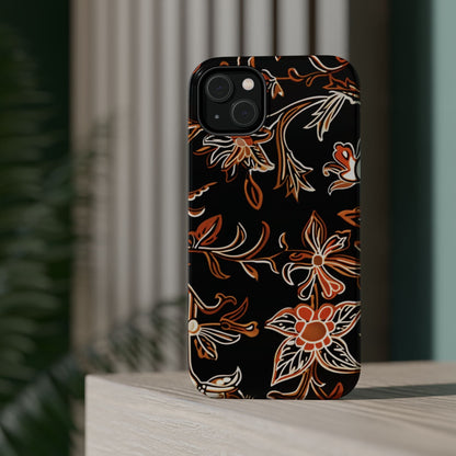 Floral Black & Copper Phone Case — Magnetic Impact - Resistant - DIGITAL X