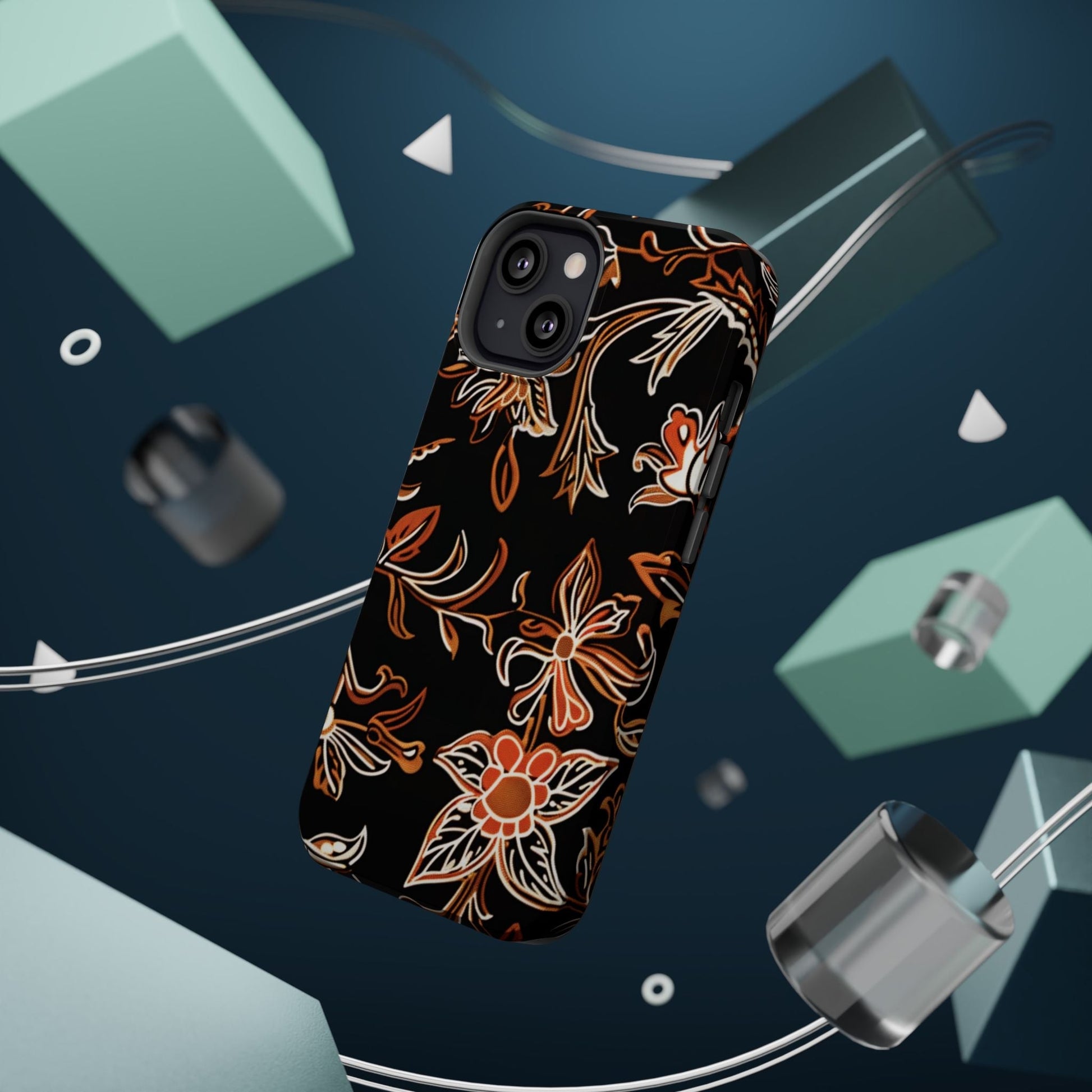 Floral Black & Copper Phone Case — Magnetic Impact - Resistant - DIGITAL X