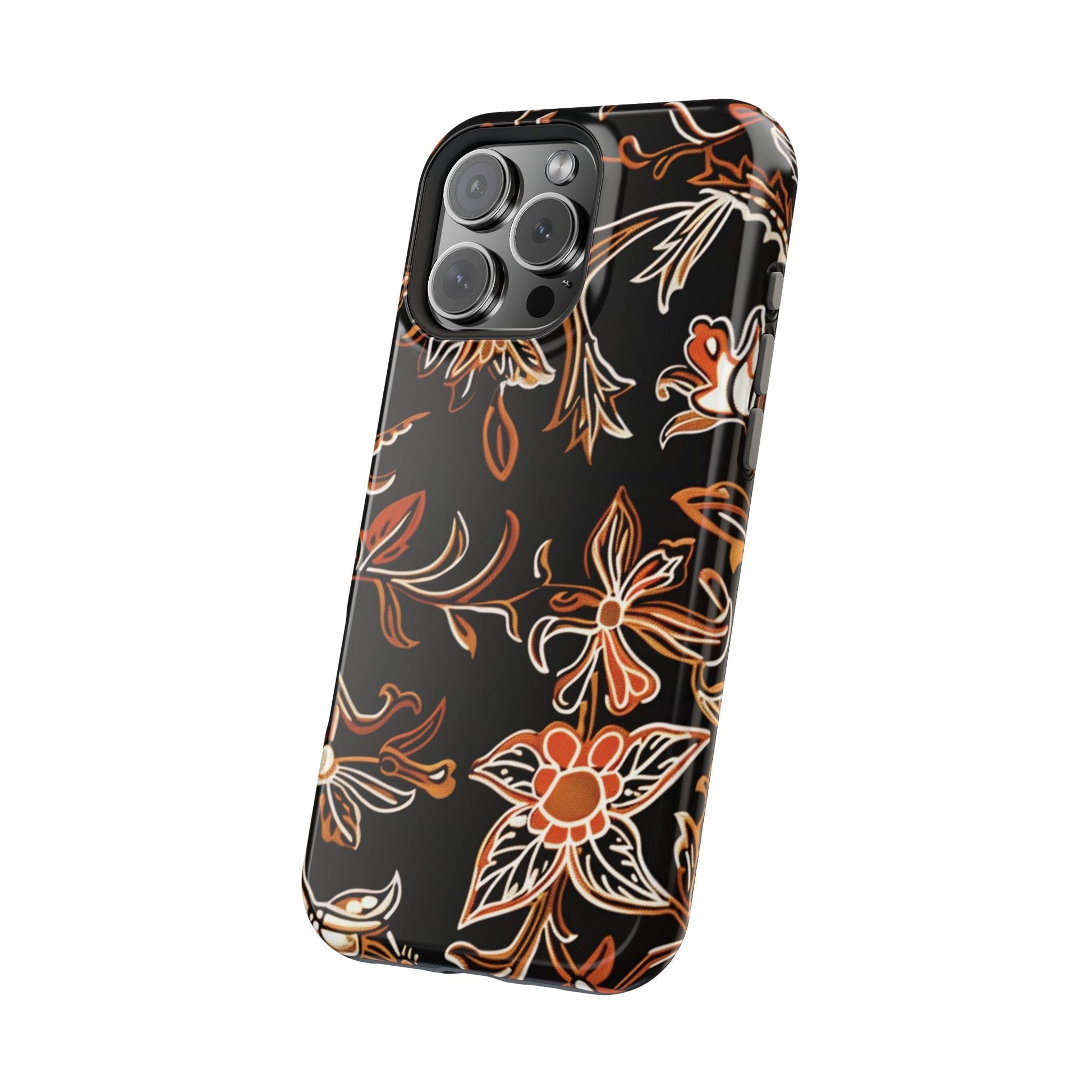 Floral Black & Copper Phone Case — Magnetic Impact - Resistant - DIGITAL X