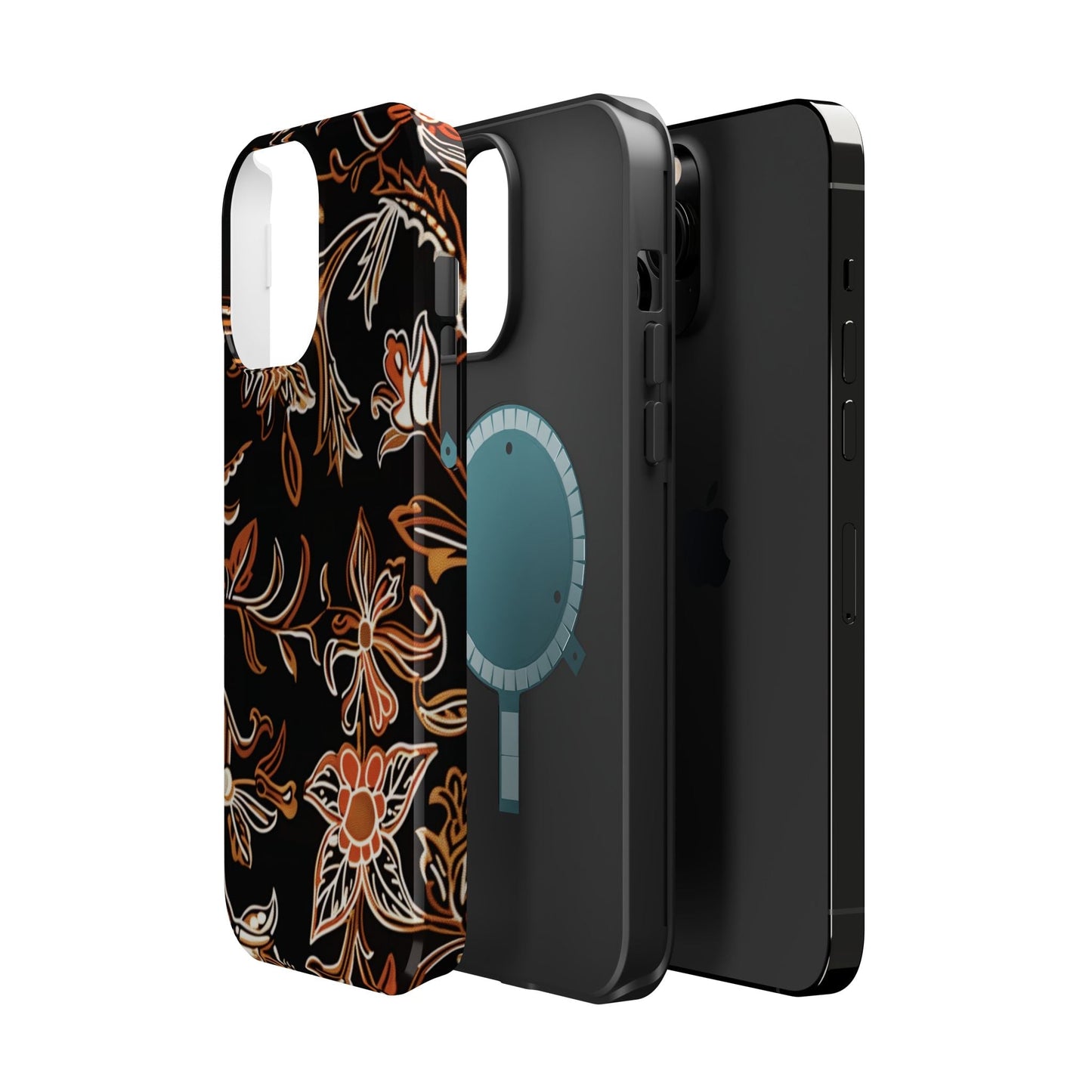 Floral Black & Copper Phone Case — Magnetic Impact - Resistant - DIGITAL X