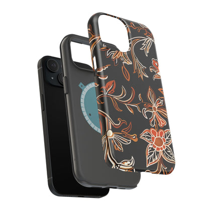 Floral Black & Copper Phone Case — Magnetic Impact - Resistant - DIGITAL X