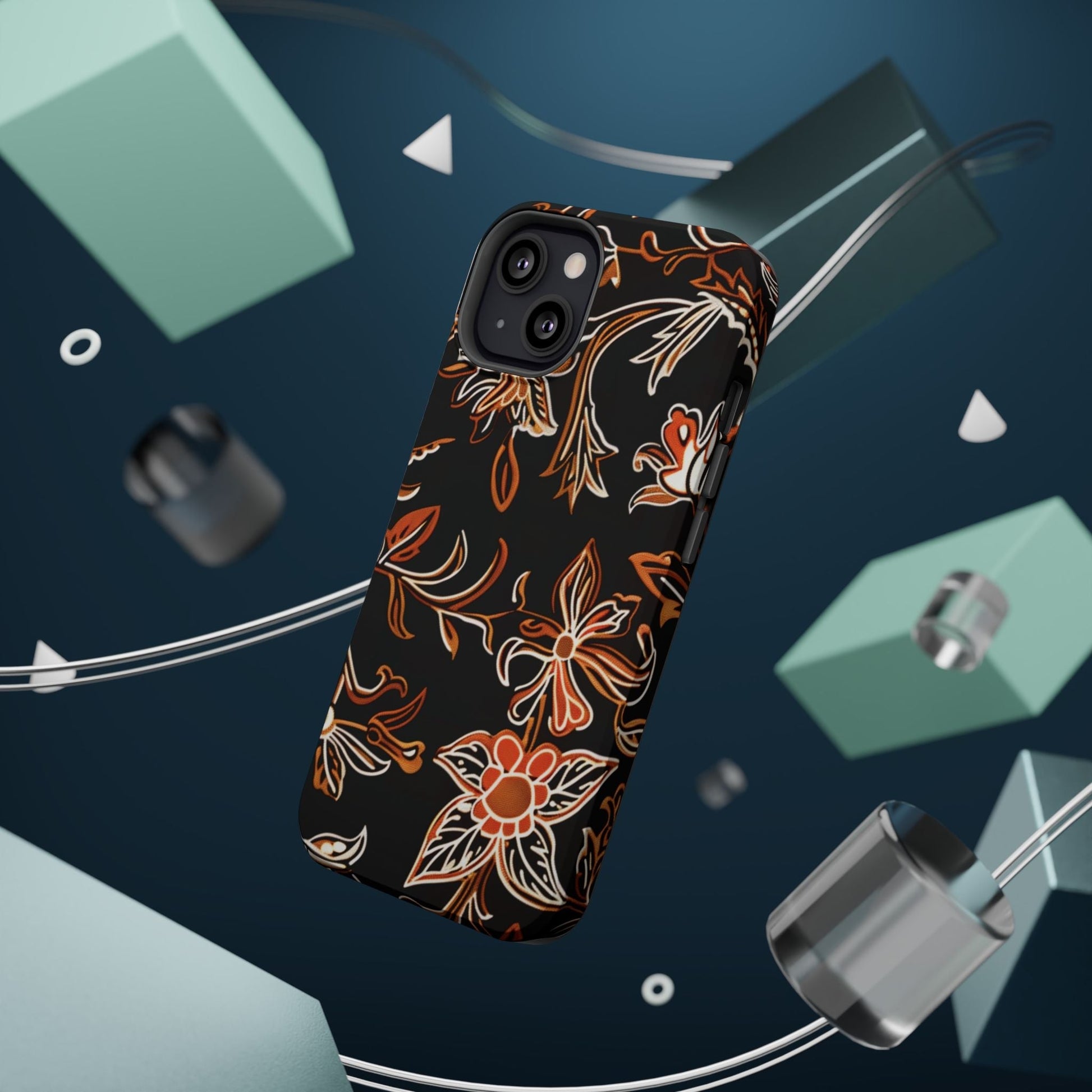 Floral Black & Copper Phone Case — Magnetic Impact - Resistant - DIGITAL X