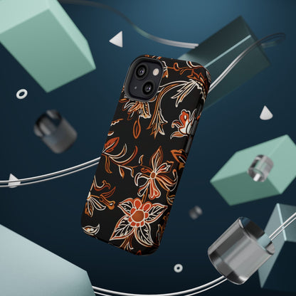 Floral Black & Copper Phone Case — Magnetic Impact - Resistant - DIGITAL X