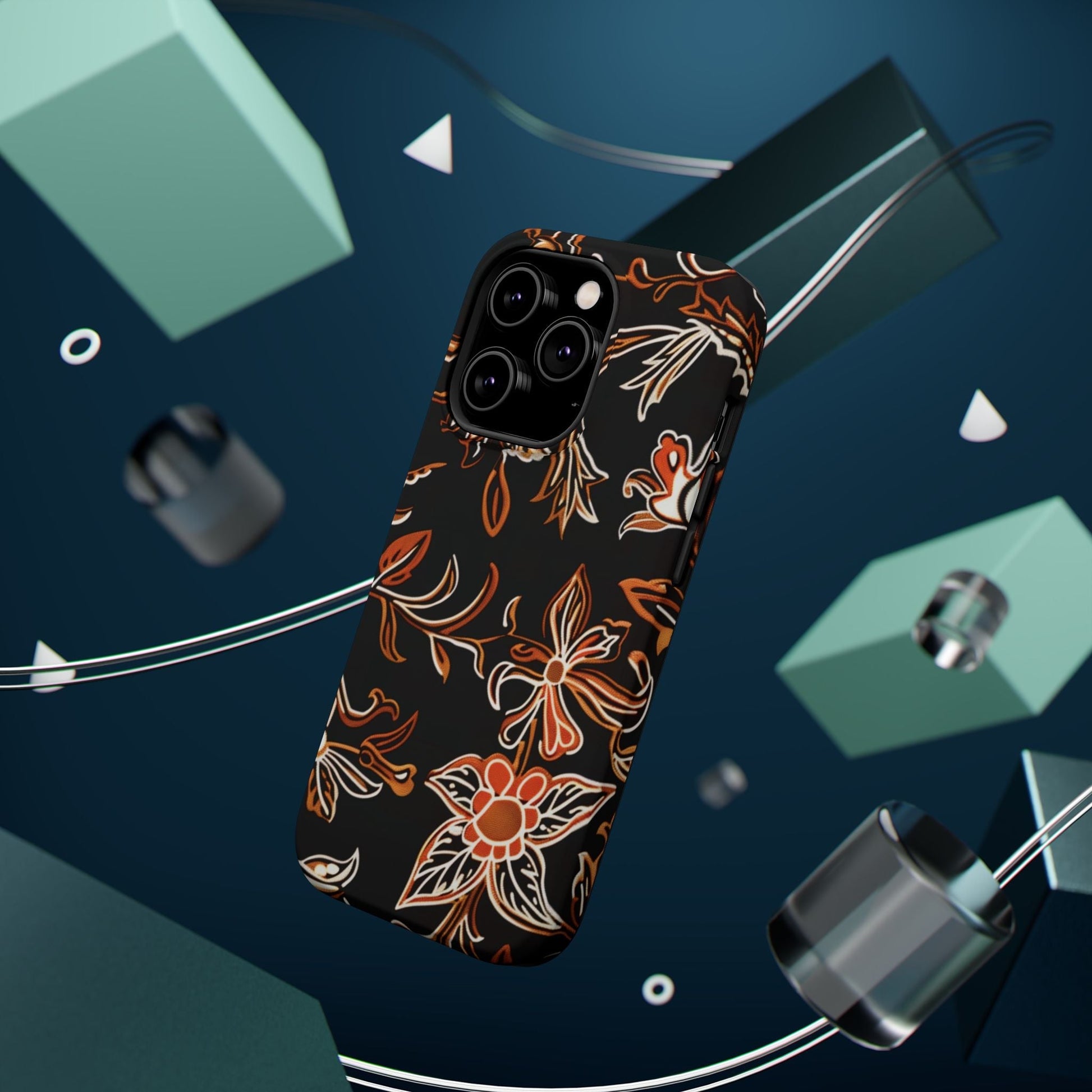 Floral Black & Copper Phone Case — Magnetic Impact - Resistant - DIGITAL X