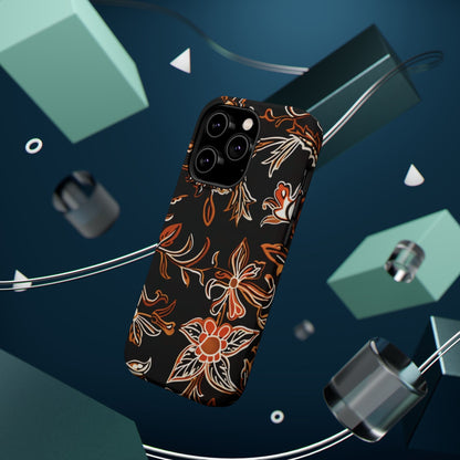 Floral Black & Copper Phone Case — Magnetic Impact - Resistant - DIGITAL X