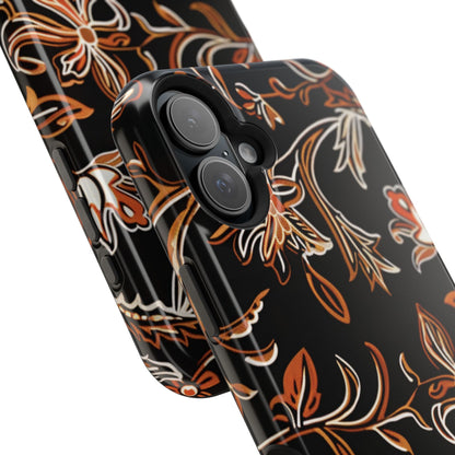 Floral Black & Copper Phone Case — Magnetic Impact - Resistant - DIGITAL X