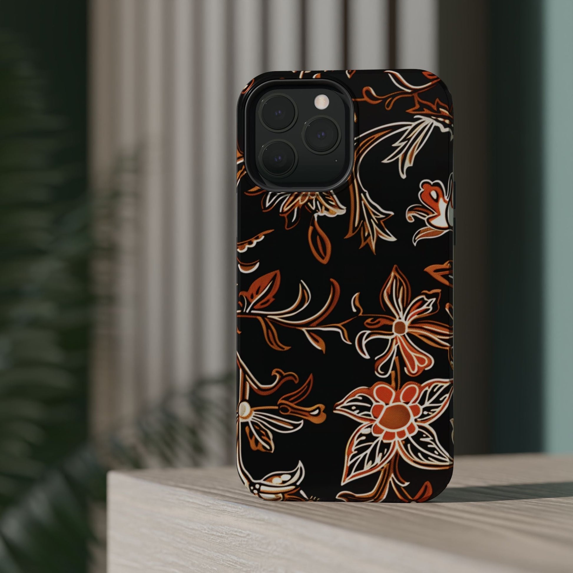 Floral Black & Copper Phone Case — Magnetic Impact - Resistant - DIGITAL X