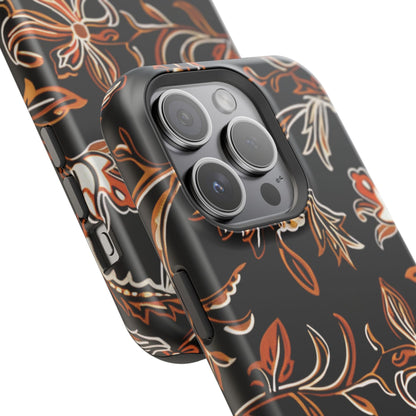 Floral Black & Copper Phone Case — Magnetic Impact - Resistant - DIGITAL X