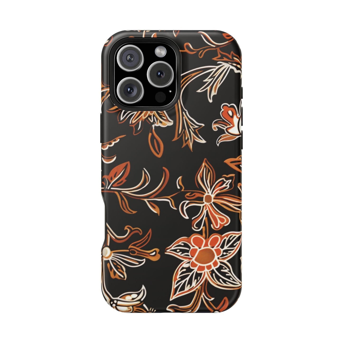 Floral Black & Copper Phone Case — Magnetic Impact - Resistant - DIGITAL X