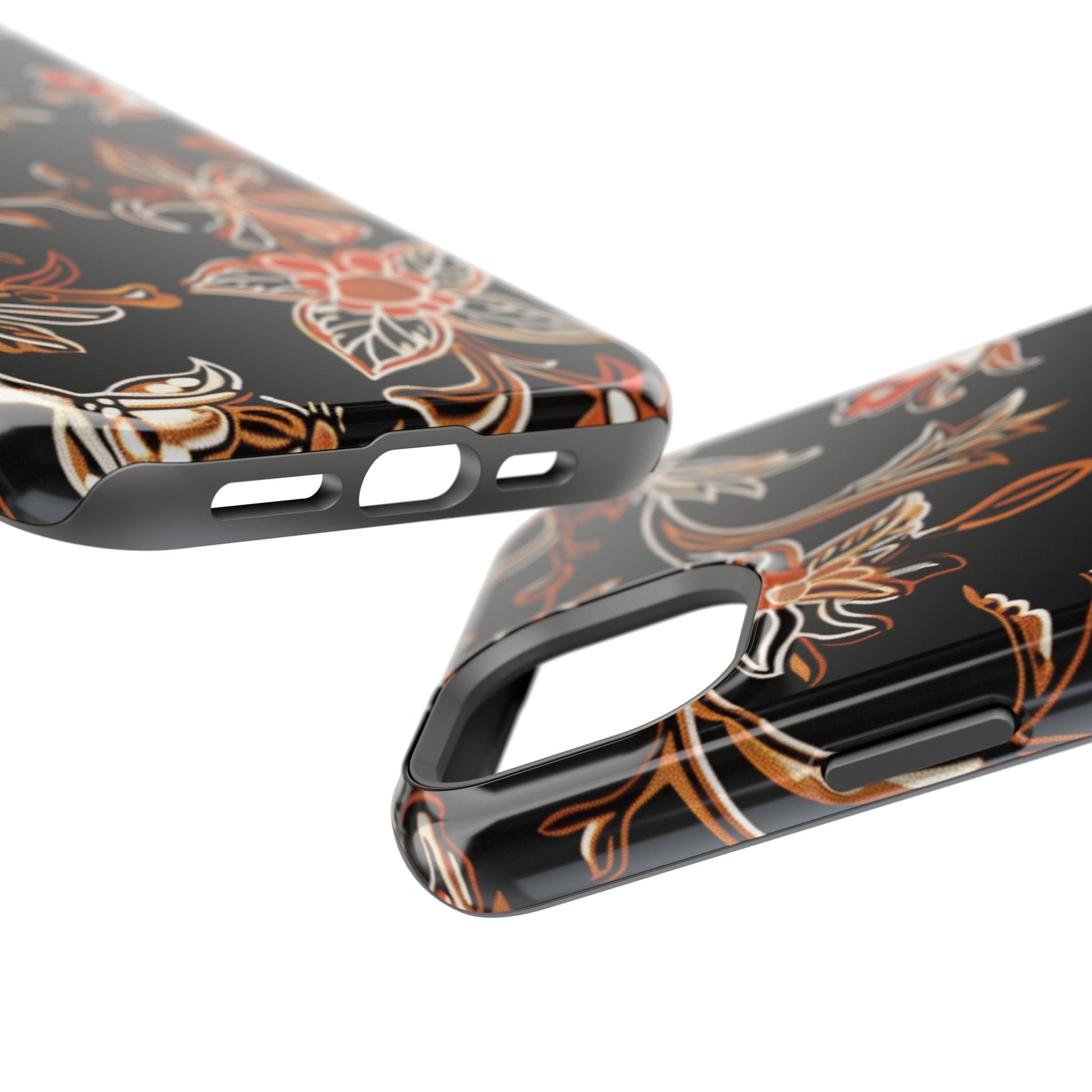Floral Black & Copper Phone Case — Magnetic Impact - Resistant - DIGITAL X