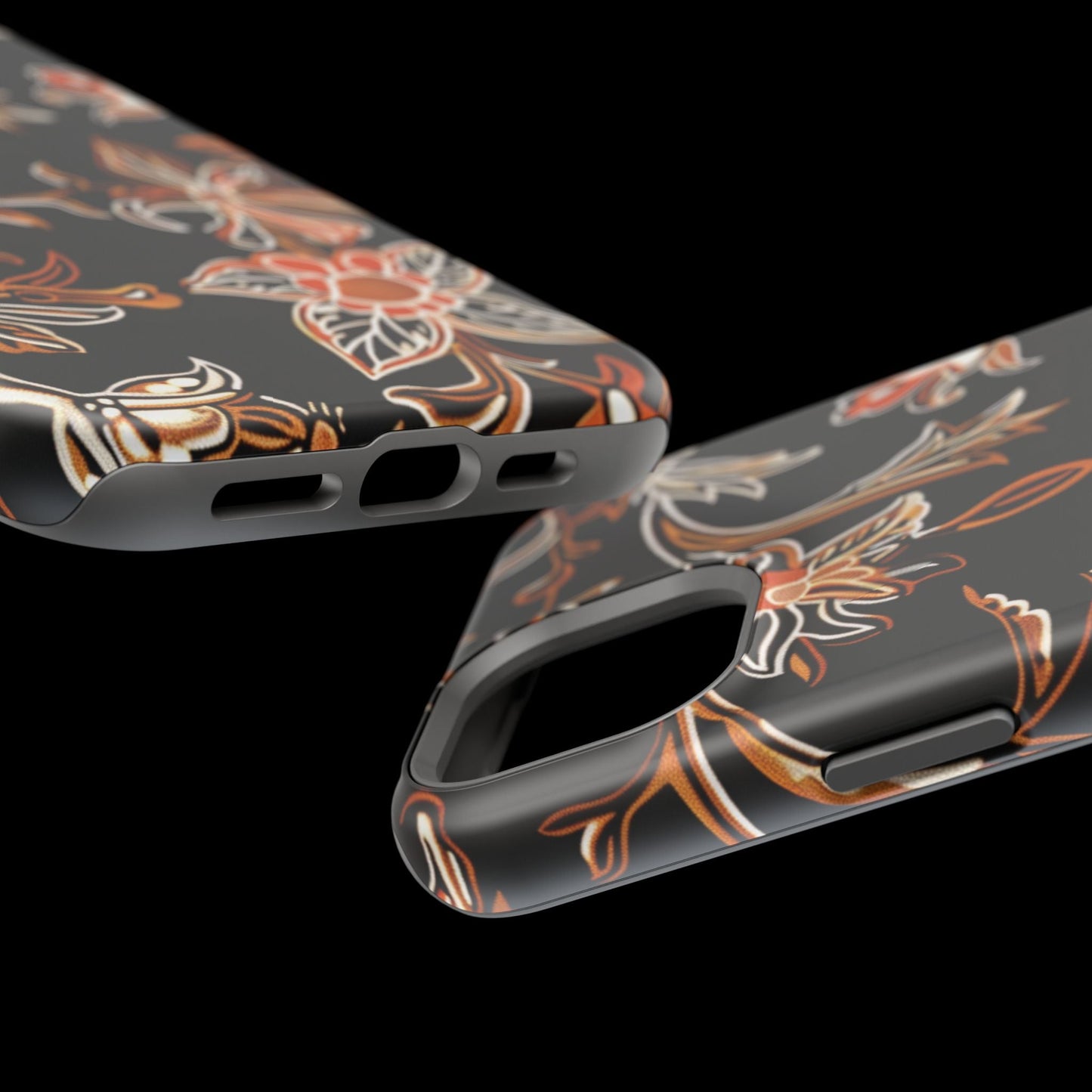 Floral Black & Copper Phone Case — Magnetic Impact - Resistant - DIGITAL X