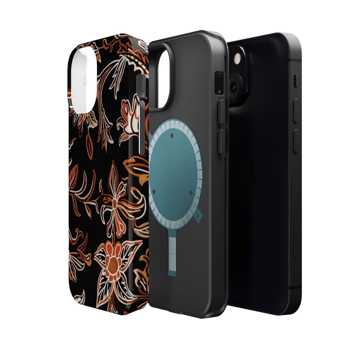 Floral Black & Copper Phone Case — Magnetic Impact - Resistant - DIGITAL X