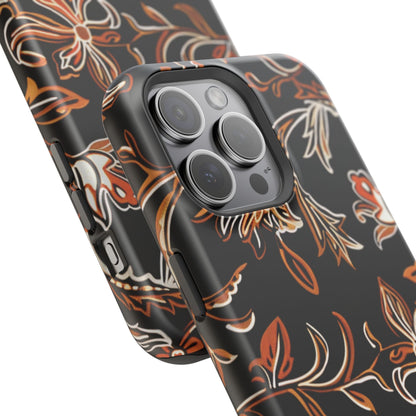 Floral Black & Copper Phone Case — Magnetic Impact - Resistant - DIGITAL X