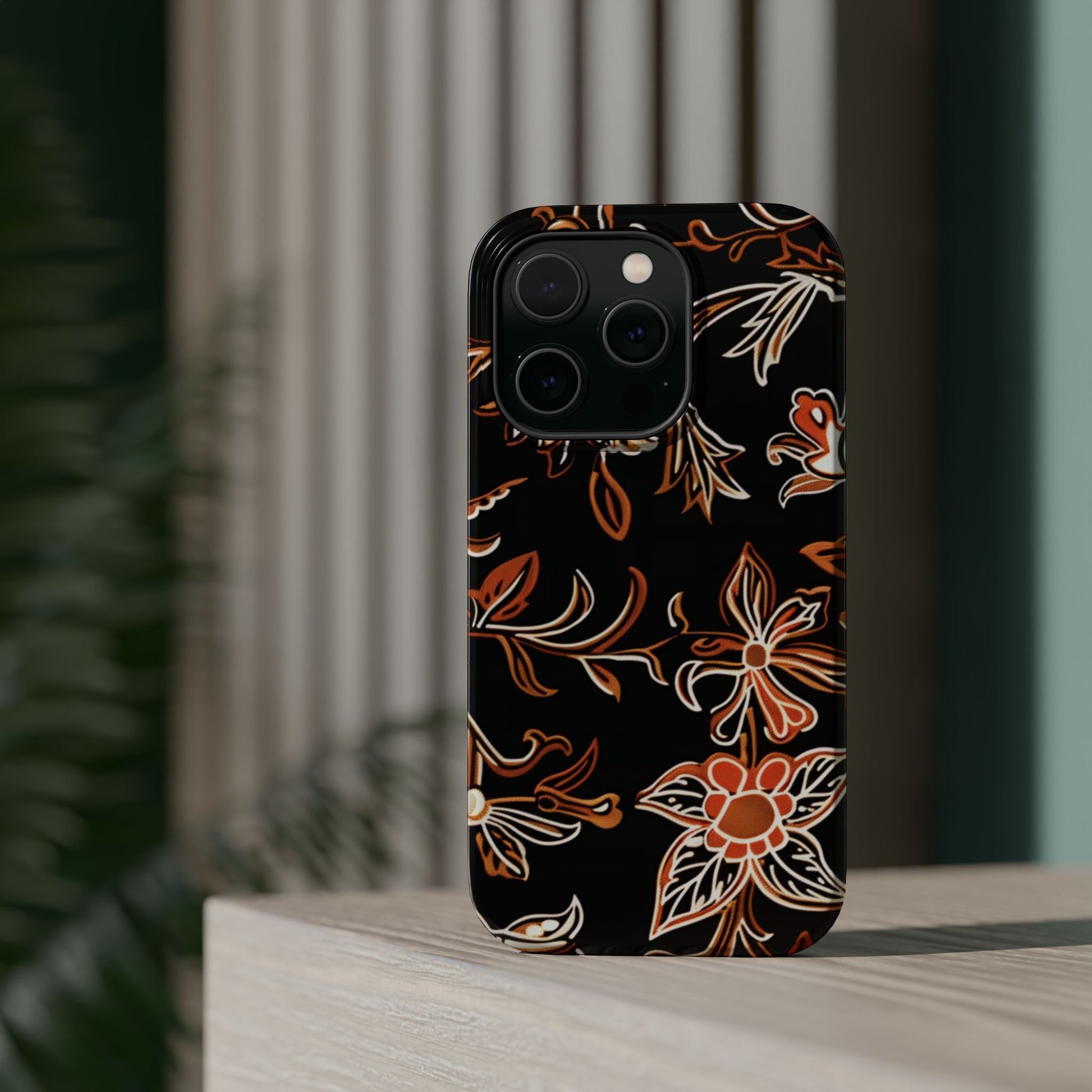 Floral Black & Copper Phone Case — Magnetic Impact - Resistant - DIGITAL X