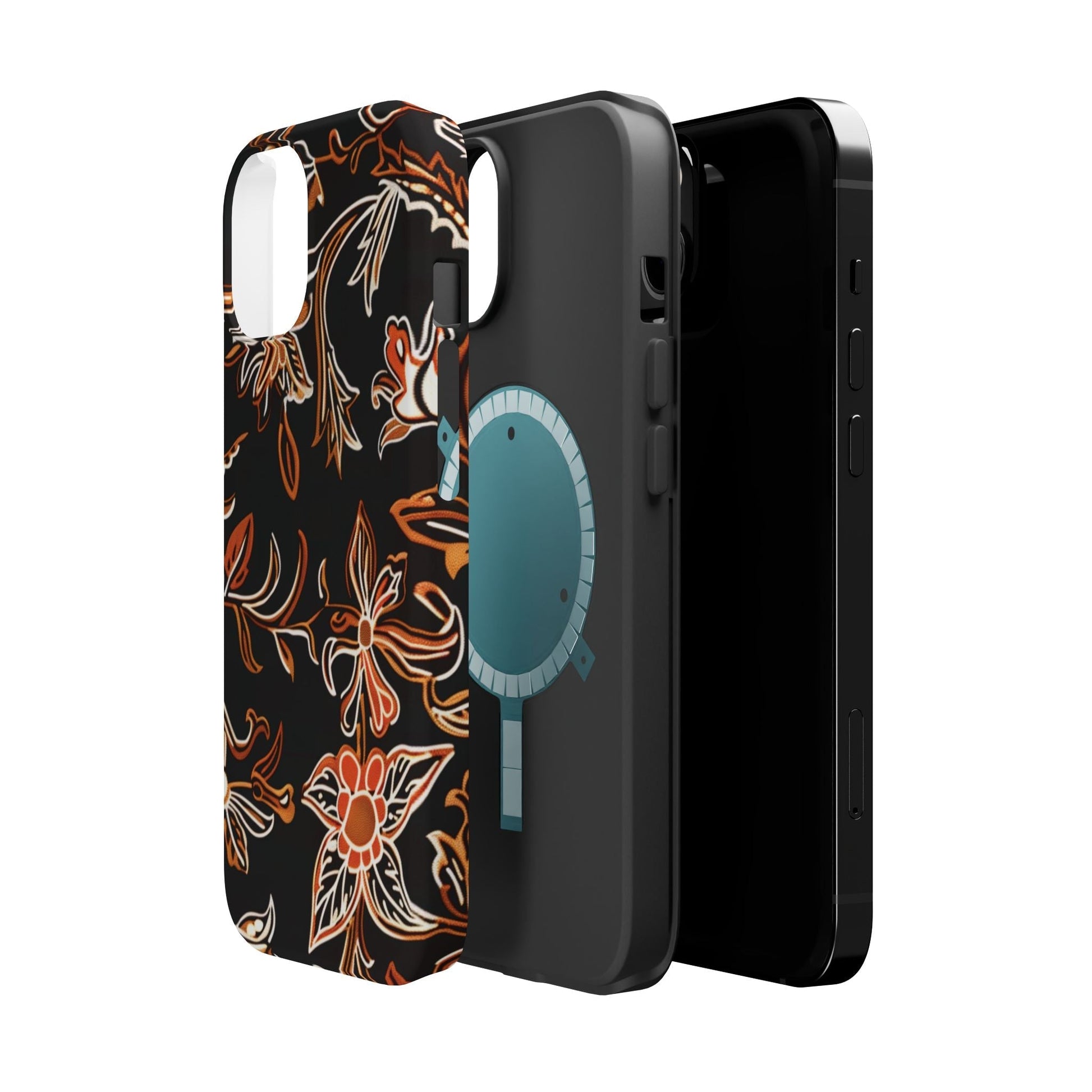 Floral Black & Copper Phone Case — Magnetic Impact - Resistant - DIGITAL X