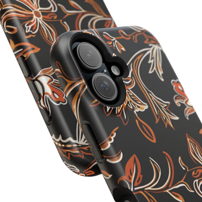Floral Black & Copper Phone Case — Magnetic Impact - Resistant - DIGITAL X