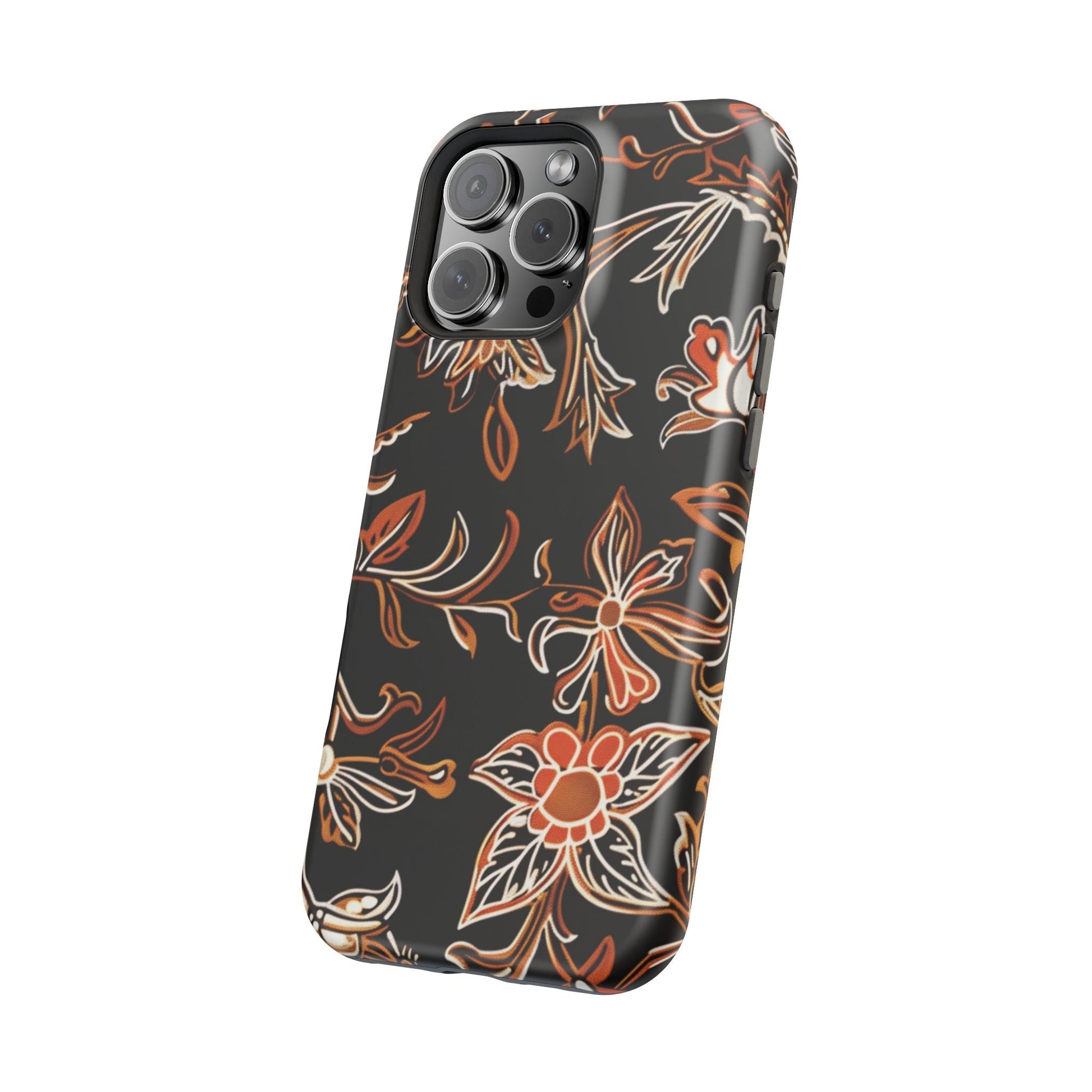 Floral Black & Copper Phone Case — Magnetic Impact - Resistant - DIGITAL X