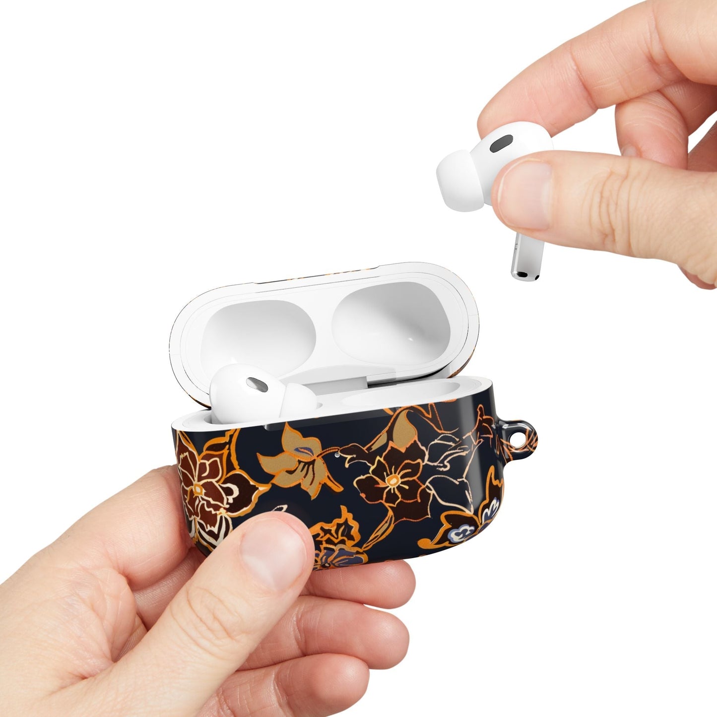Floral Black & Gold AirPod Case — Elegant Vintage Flower Protective Cover - DIGITAL X