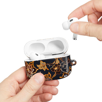 Floral Black & Gold AirPod Case — Elegant Vintage Flower Protective Cover - DIGITAL X