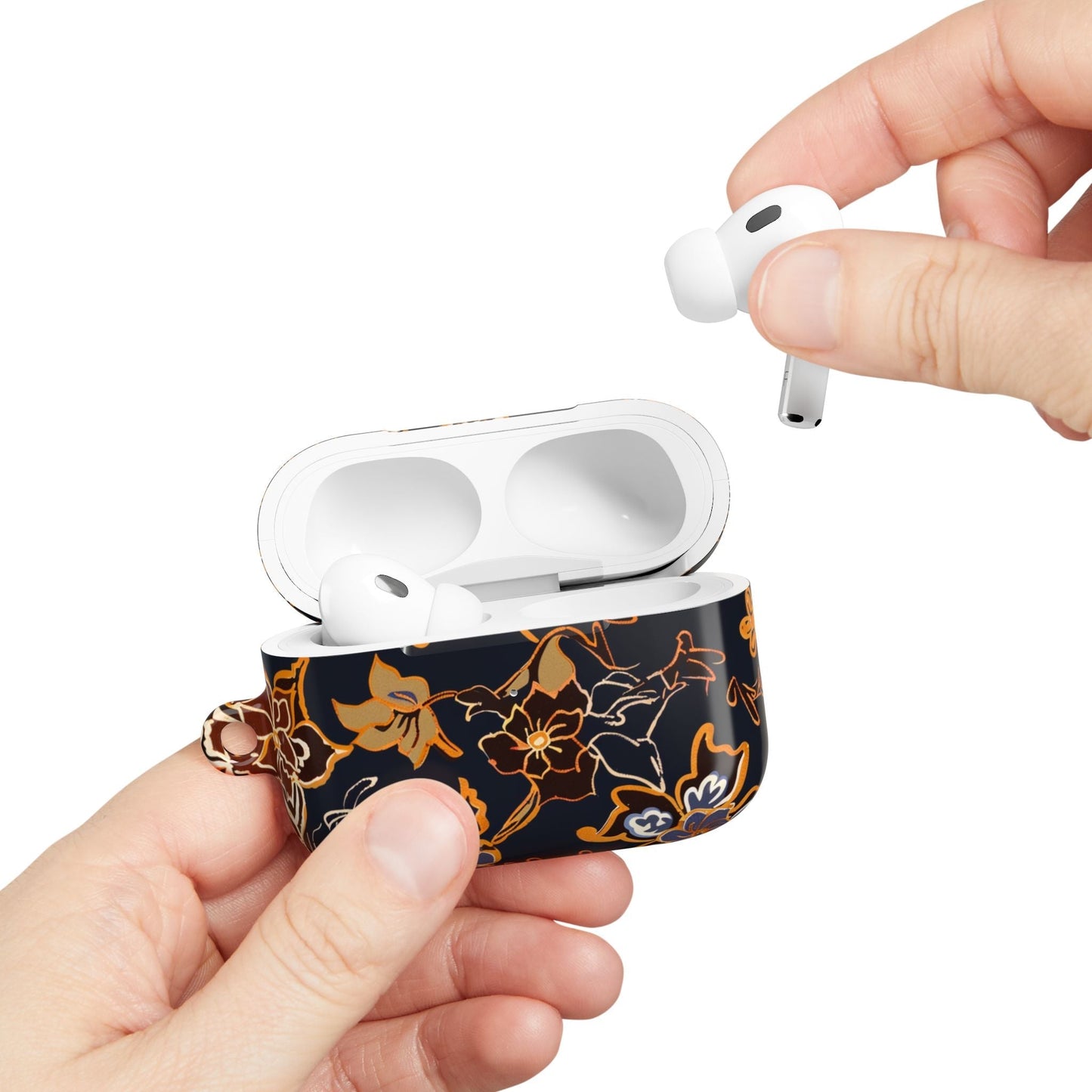 Floral Black & Gold AirPod Case — Elegant Vintage Flower Protective Cover - DIGITAL X