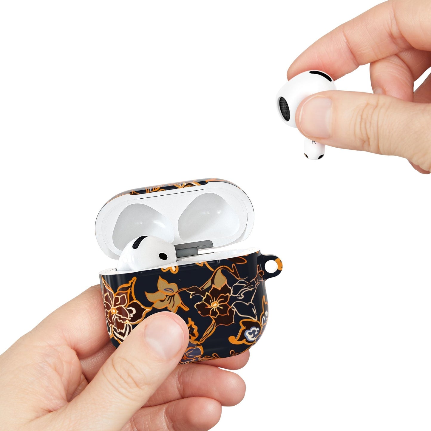 Floral Black & Gold AirPod Case — Elegant Vintage Flower Protective Cover - DIGITAL X