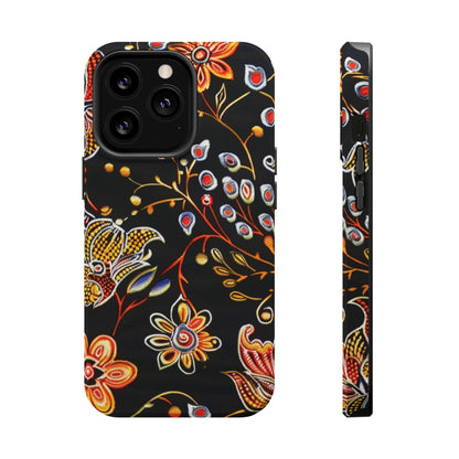 Floral Black Magnetic Impact Phone Case — Protective Magnetic, Shock - Resistant Floral Design - DIGITAL X