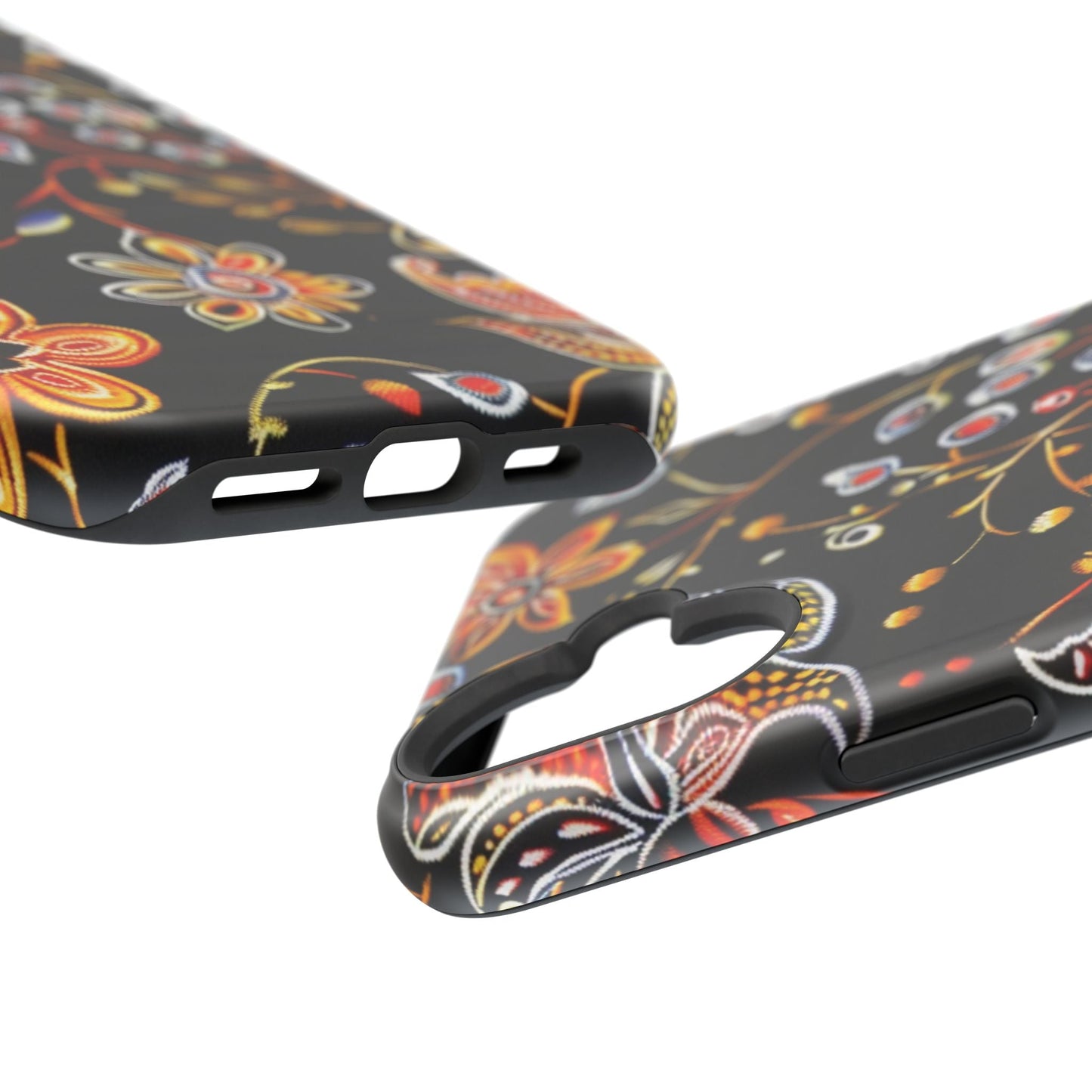 Floral Black Magnetic Impact Phone Case — Protective Magnetic, Shock - Resistant Floral Design - DIGITAL X