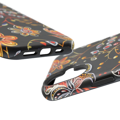 Floral Black Magnetic Impact Phone Case — Protective Magnetic, Shock - Resistant Floral Design - DIGITAL X