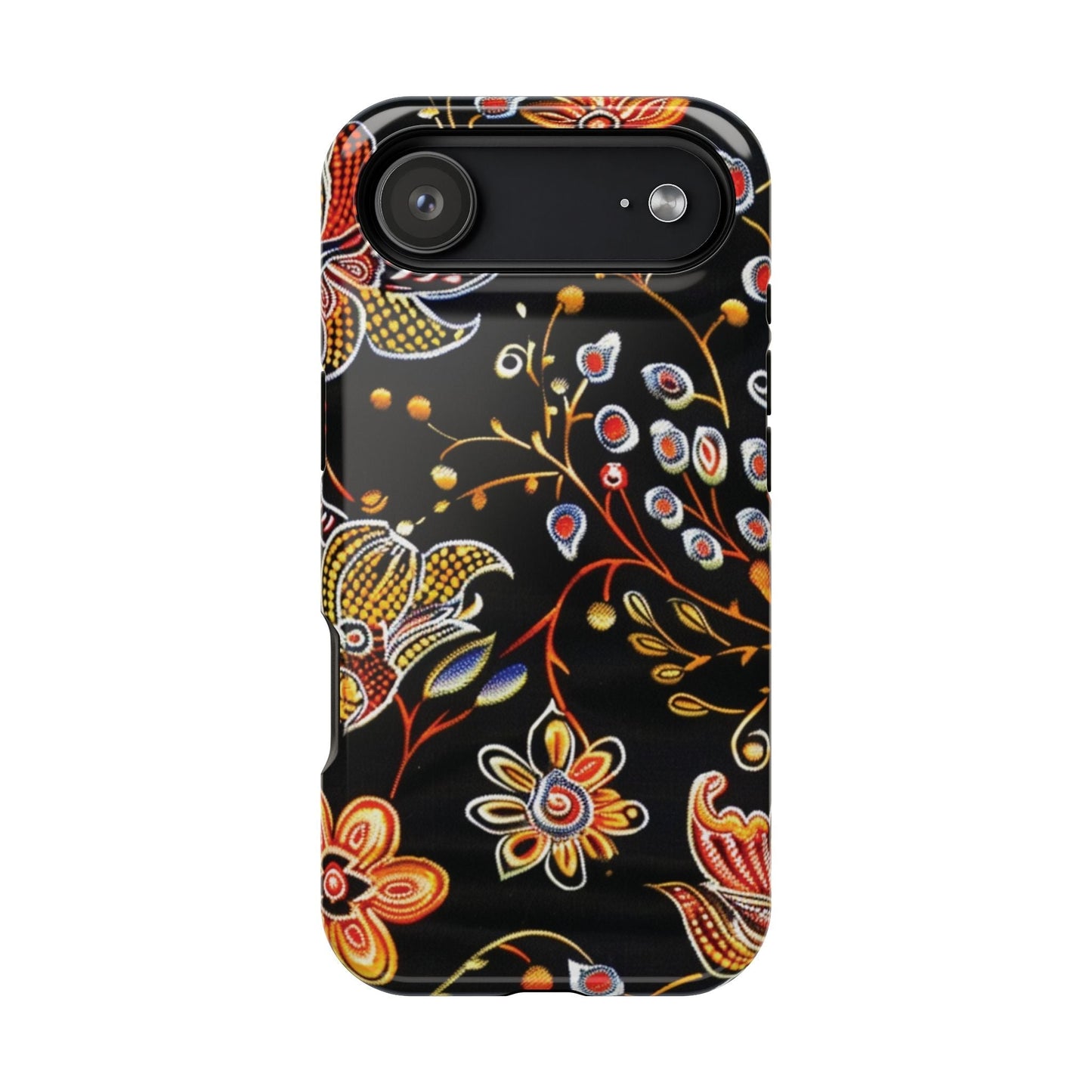 Floral Black Magnetic Impact Phone Case — Protective Magnetic, Shock - Resistant Floral Design - DIGITAL X