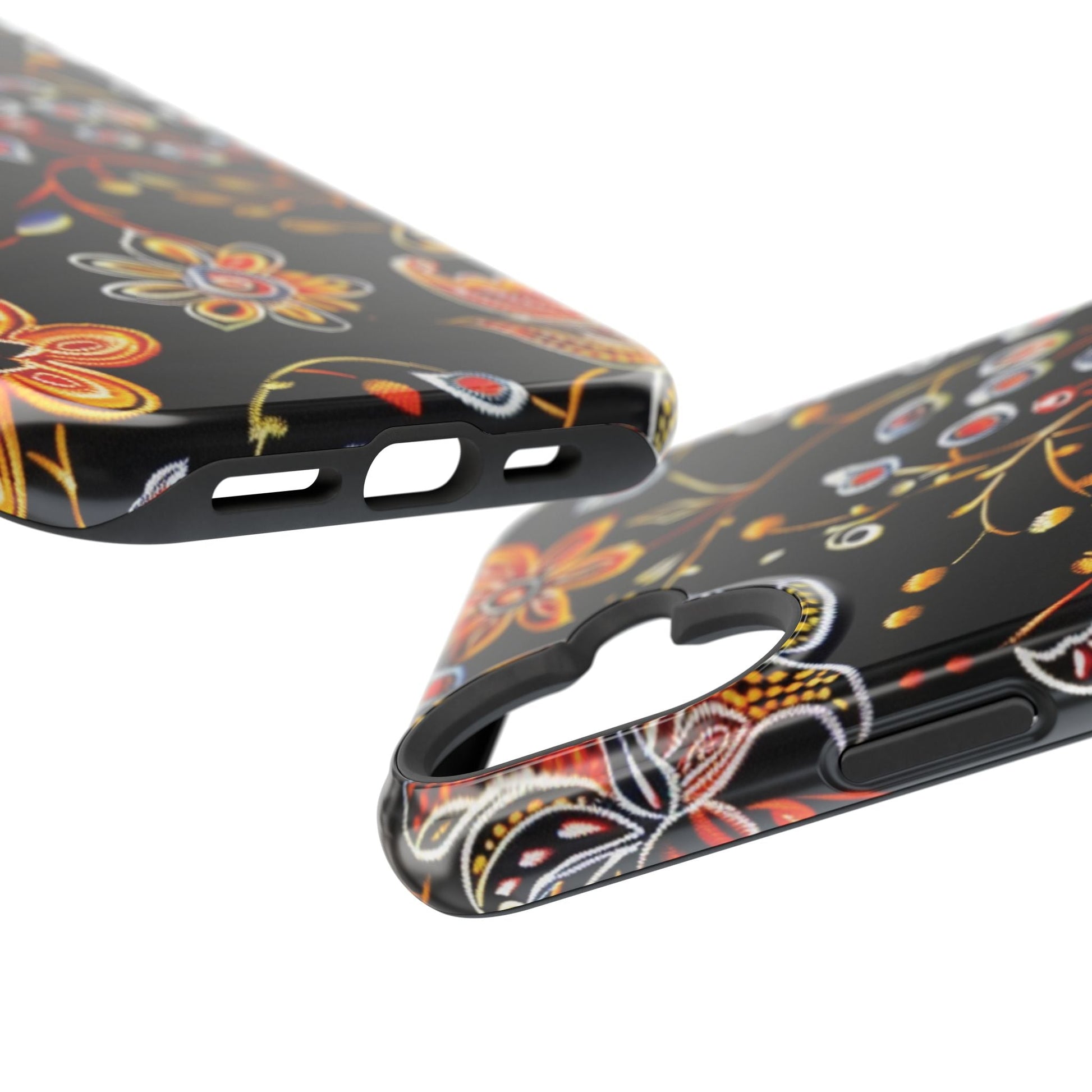 Floral Black Magnetic Impact Phone Case — Protective Magnetic, Shock - Resistant Floral Design - DIGITAL X