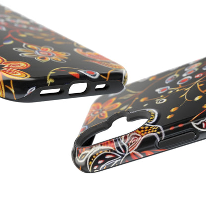 Floral Black Magnetic Impact Phone Case — Protective Magnetic, Shock - Resistant Floral Design - DIGITAL X