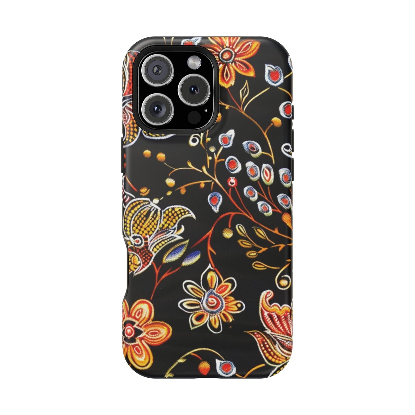 Floral Black Magnetic Impact Phone Case — Protective Magnetic, Shock - Resistant Floral Design - DIGITAL X