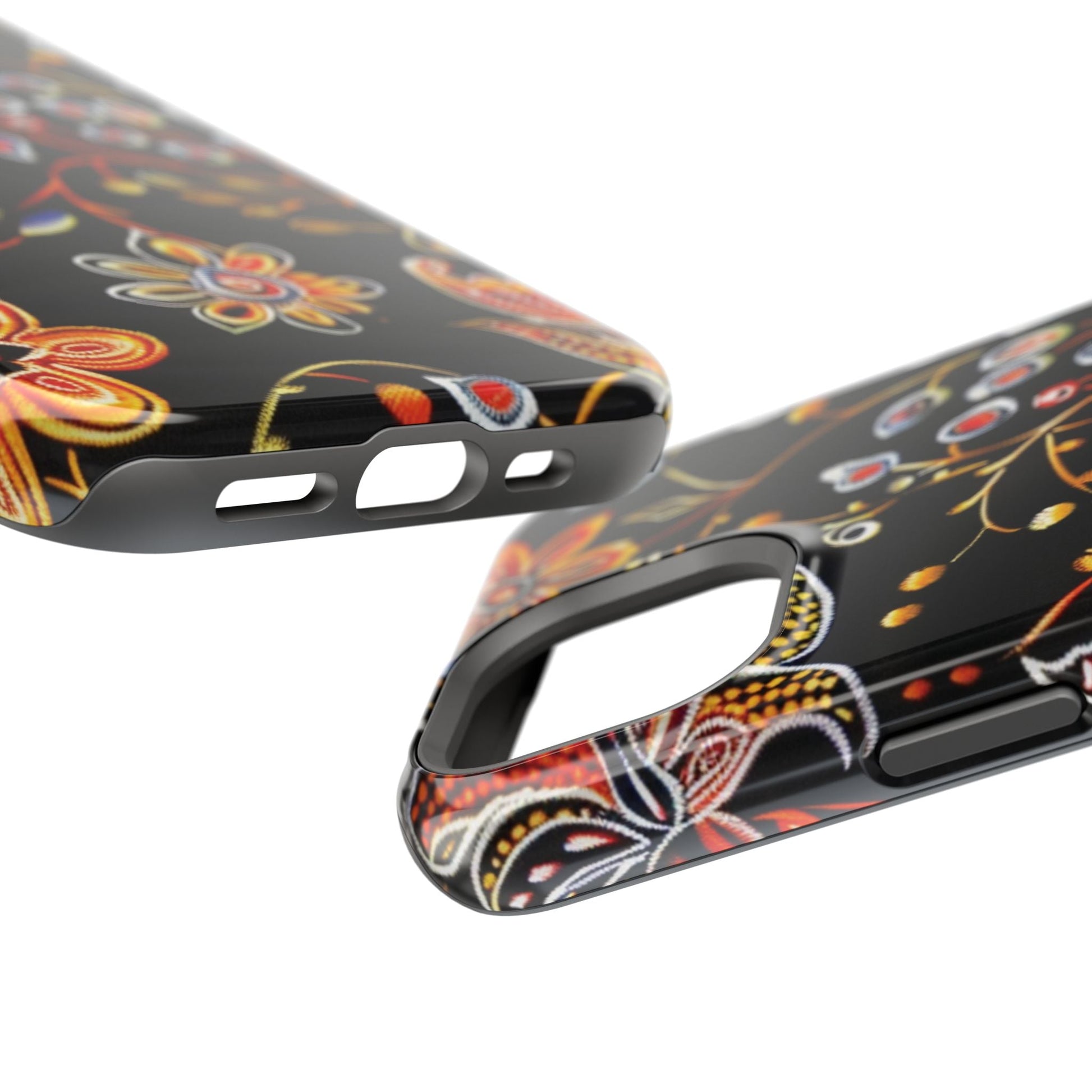 Floral Black Magnetic Impact Phone Case — Protective Magnetic, Shock - Resistant Floral Design - DIGITAL X