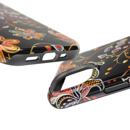 Floral Black Magnetic Impact Phone Case — Protective Magnetic, Shock - Resistant Floral Design - DIGITAL X