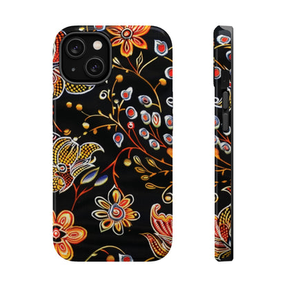 Floral Black Magnetic Impact Phone Case — Protective Magnetic, Shock - Resistant Floral Design - DIGITAL X