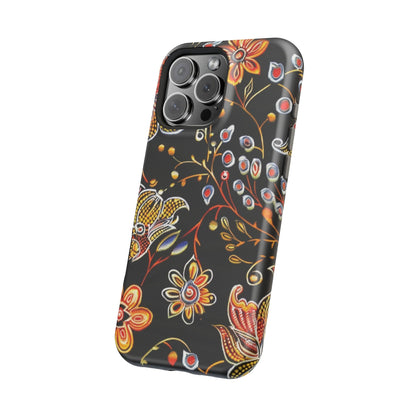 Floral Black Magnetic Impact Phone Case — Protective Magnetic, Shock - Resistant Floral Design - DIGITAL X