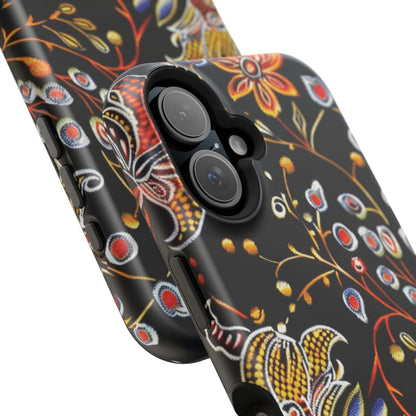 Floral Black Magnetic Impact Phone Case — Protective Magnetic, Shock - Resistant Floral Design - DIGITAL X