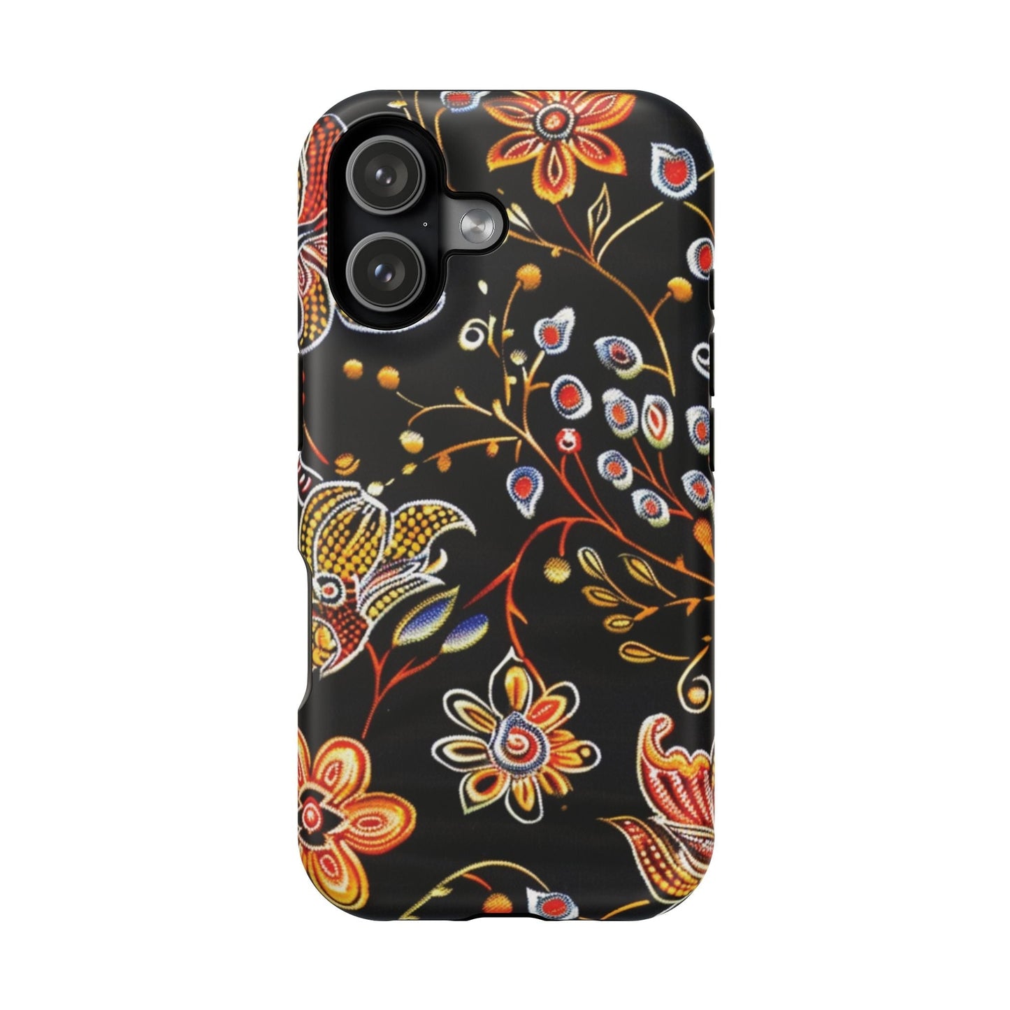 Floral Black Magnetic Impact Phone Case — Protective Magnetic, Shock - Resistant Floral Design - DIGITAL X