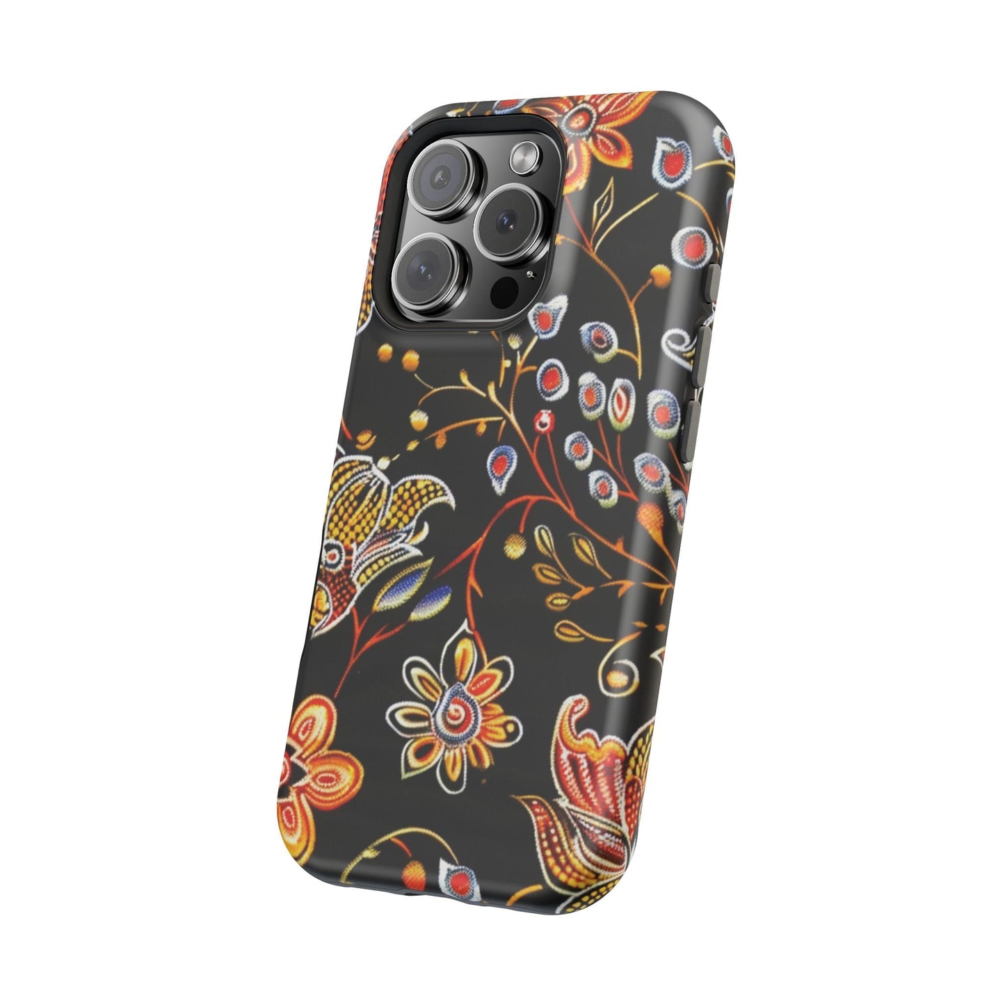 Floral Black Magnetic Impact Phone Case — Protective Magnetic, Shock - Resistant Floral Design - DIGITAL X