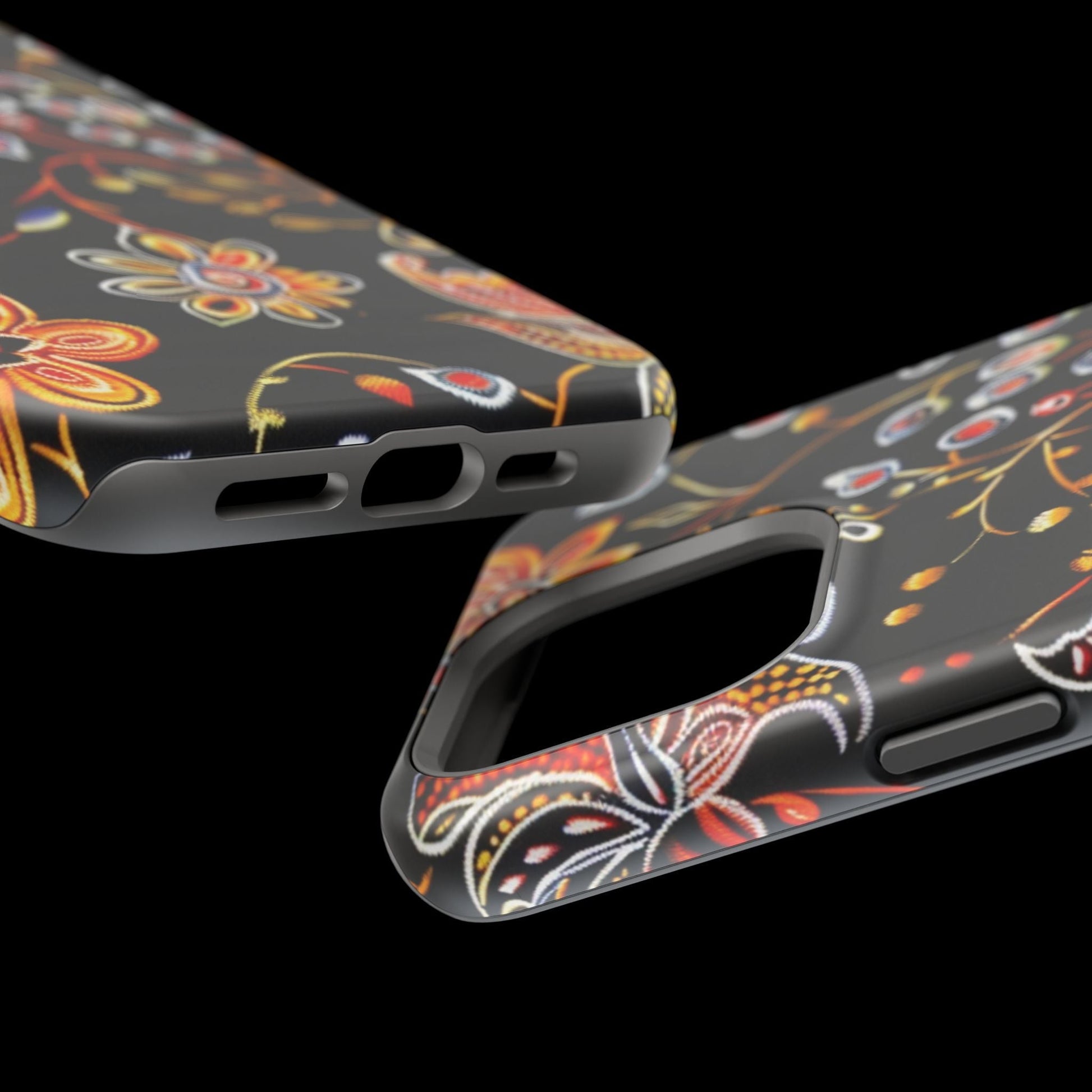 Floral Black Magnetic Impact Phone Case — Protective Magnetic, Shock - Resistant Floral Design - DIGITAL X