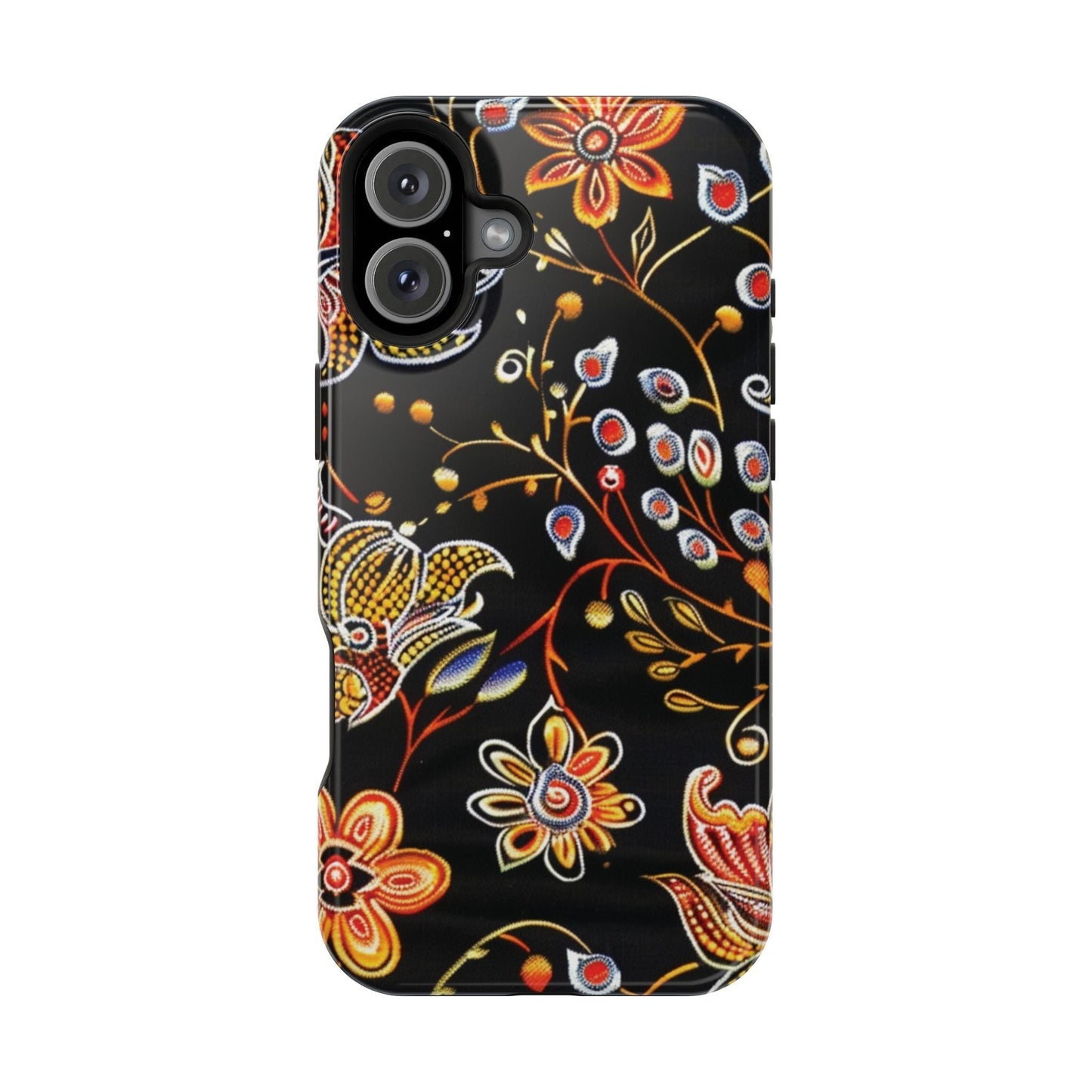 Floral Black Magnetic Impact Phone Case — Protective Magnetic, Shock - Resistant Floral Design - DIGITAL X