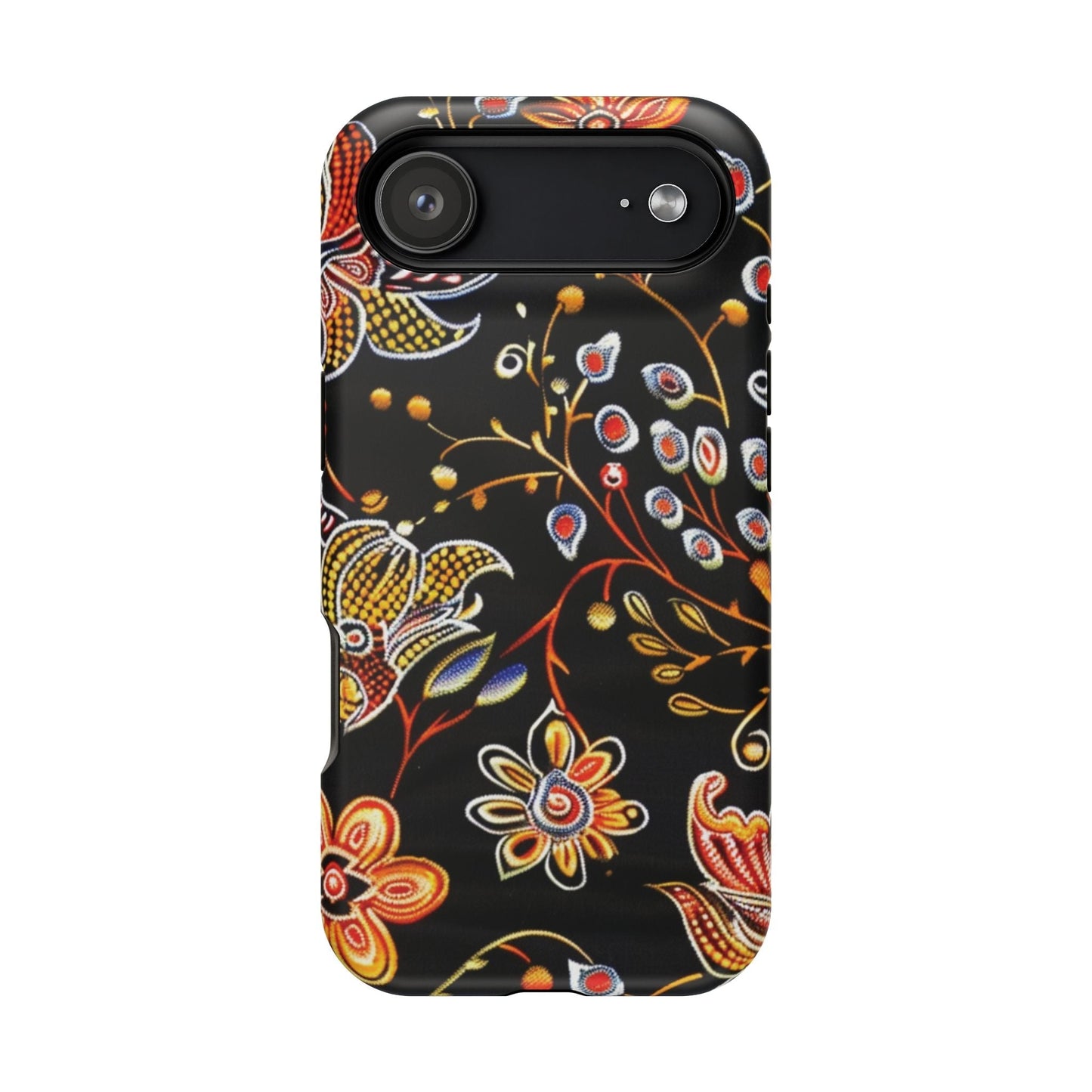 Floral Black Magnetic Impact Phone Case — Protective Magnetic, Shock - Resistant Floral Design - DIGITAL X