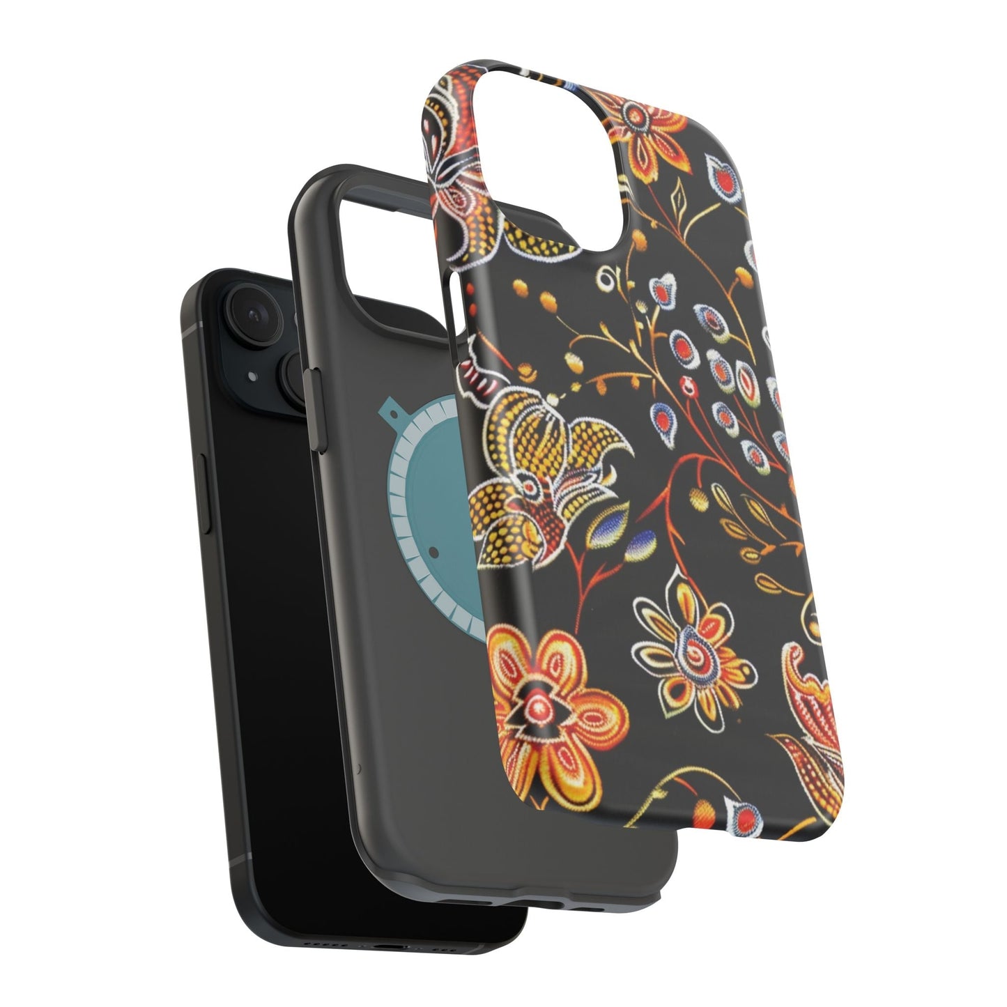 Floral Black Magnetic Impact Phone Case — Protective Magnetic, Shock - Resistant Floral Design - DIGITAL X