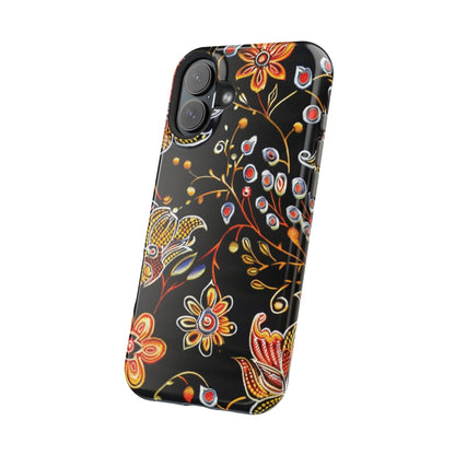 Floral Black Magnetic Impact Phone Case — Protective Magnetic, Shock - Resistant Floral Design - DIGITAL X
