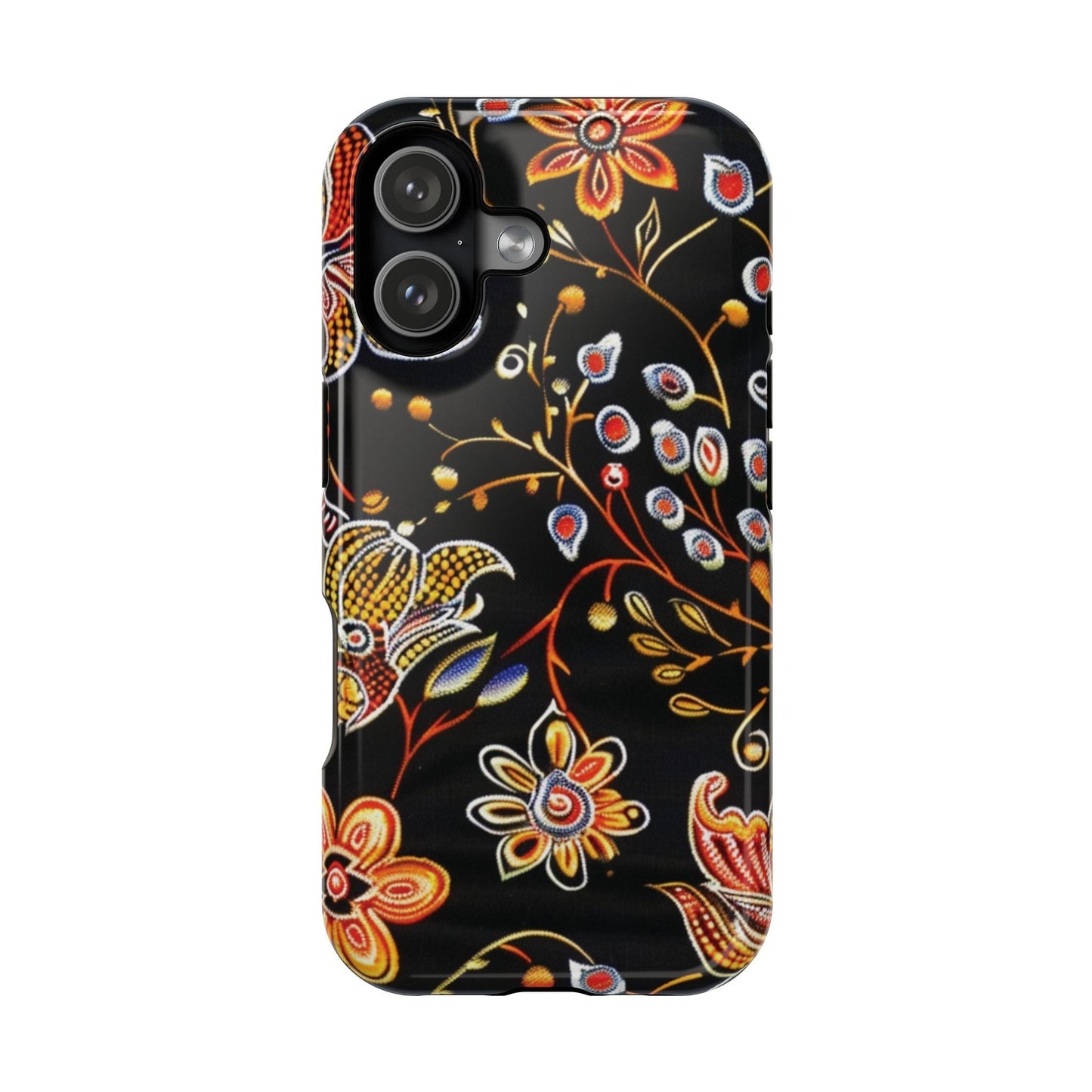 Floral Black Magnetic Impact Phone Case — Protective Magnetic, Shock - Resistant Floral Design - DIGITAL X