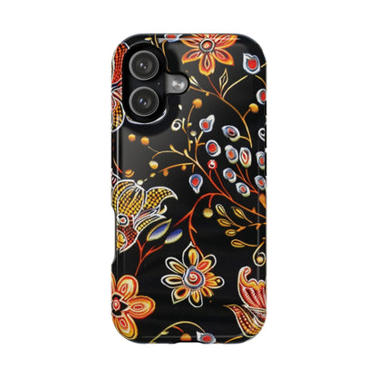 Floral Black Magnetic Impact Phone Case — Protective Magnetic, Shock - Resistant Floral Design - DIGITAL X