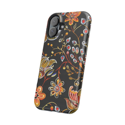 Floral Black Magnetic Impact Phone Case — Protective Magnetic, Shock - Resistant Floral Design - DIGITAL X